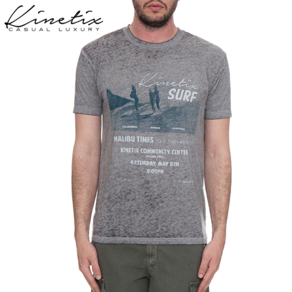 Kinetix - 'Surf' Graphic Print Tee (NEW GREY)